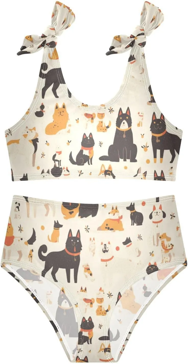 KLL Pet Dogs Girls' 2 Piecing Bikini Set Scoop Neck Swimsuits Swimming Suits Adjustable Strap