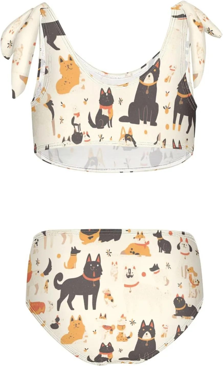 KLL Pet Dogs Girls' 2 Piecing Bikini Set Scoop Neck Swimsuits Swimming Suits Adjustable Strap