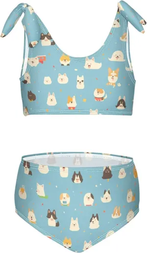 KLL Pet Dogs Girls' Two Piecing Bikini Set Beach Swimsuit Swimming Suits Adjustable Strap