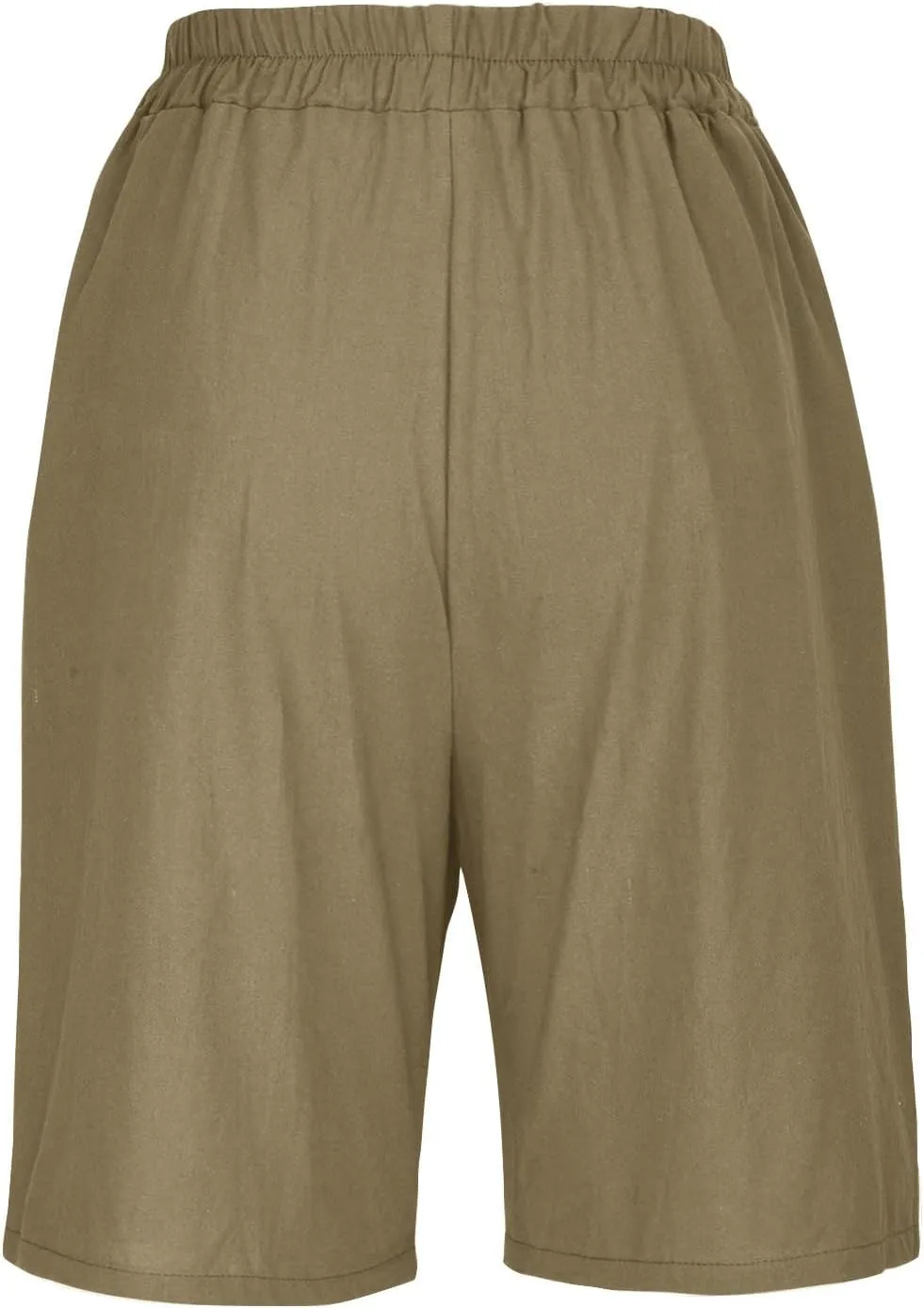 Linen Shorts for Women High Waisted Bermuda Shorts Elastic Waist Summer Pants Wide Leg Short Pants with Pockets 2025