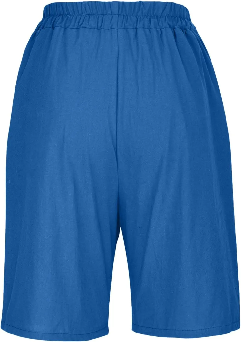Linen Shorts for Women High Waisted Bermuda Shorts Elastic Waist Summer Pants Wide Leg Short Pants with Pockets 2025