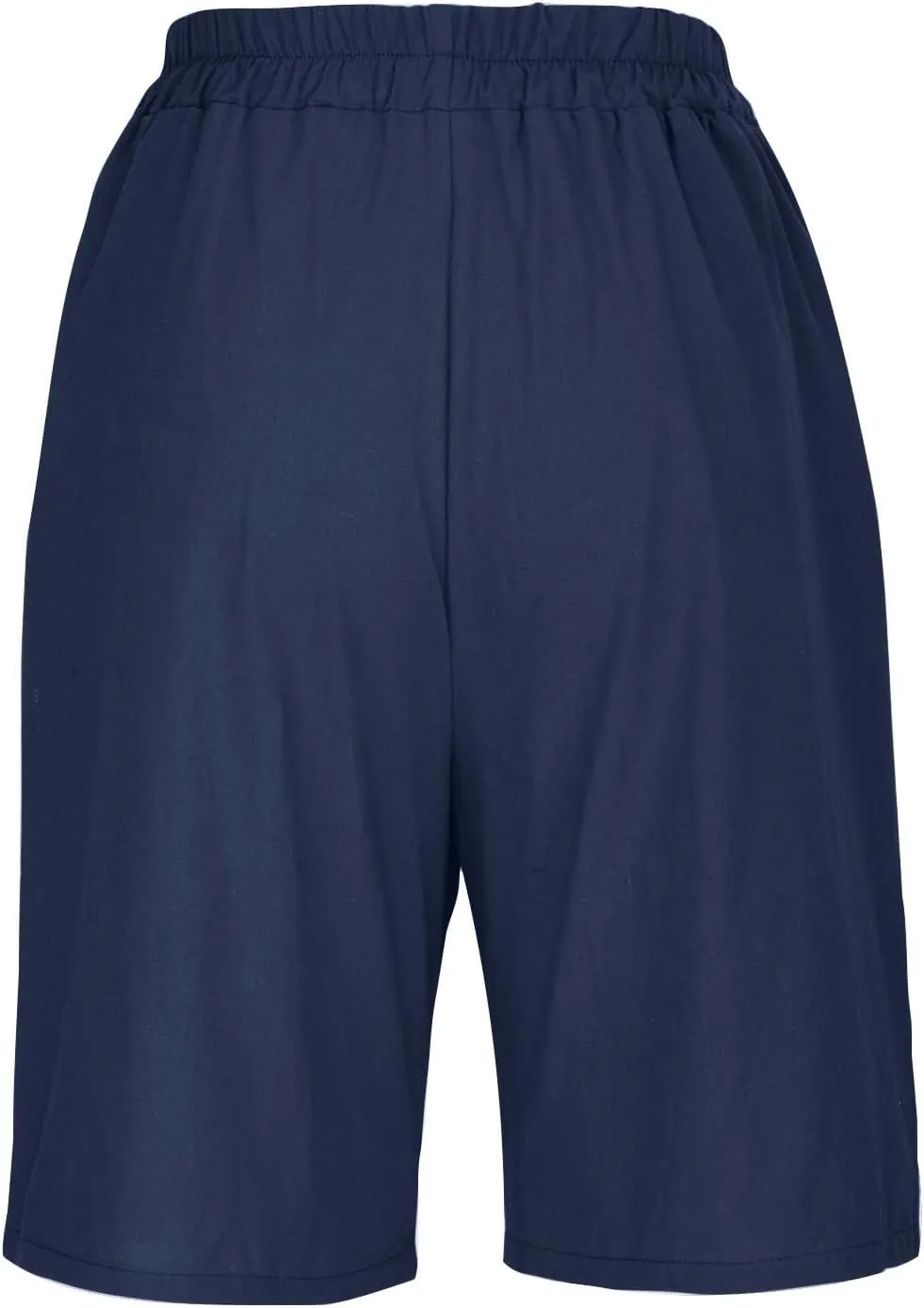 Linen Shorts for Women High Waisted Bermuda Shorts Elastic Waist Summer Pants Wide Leg Short Pants with Pockets 2025
