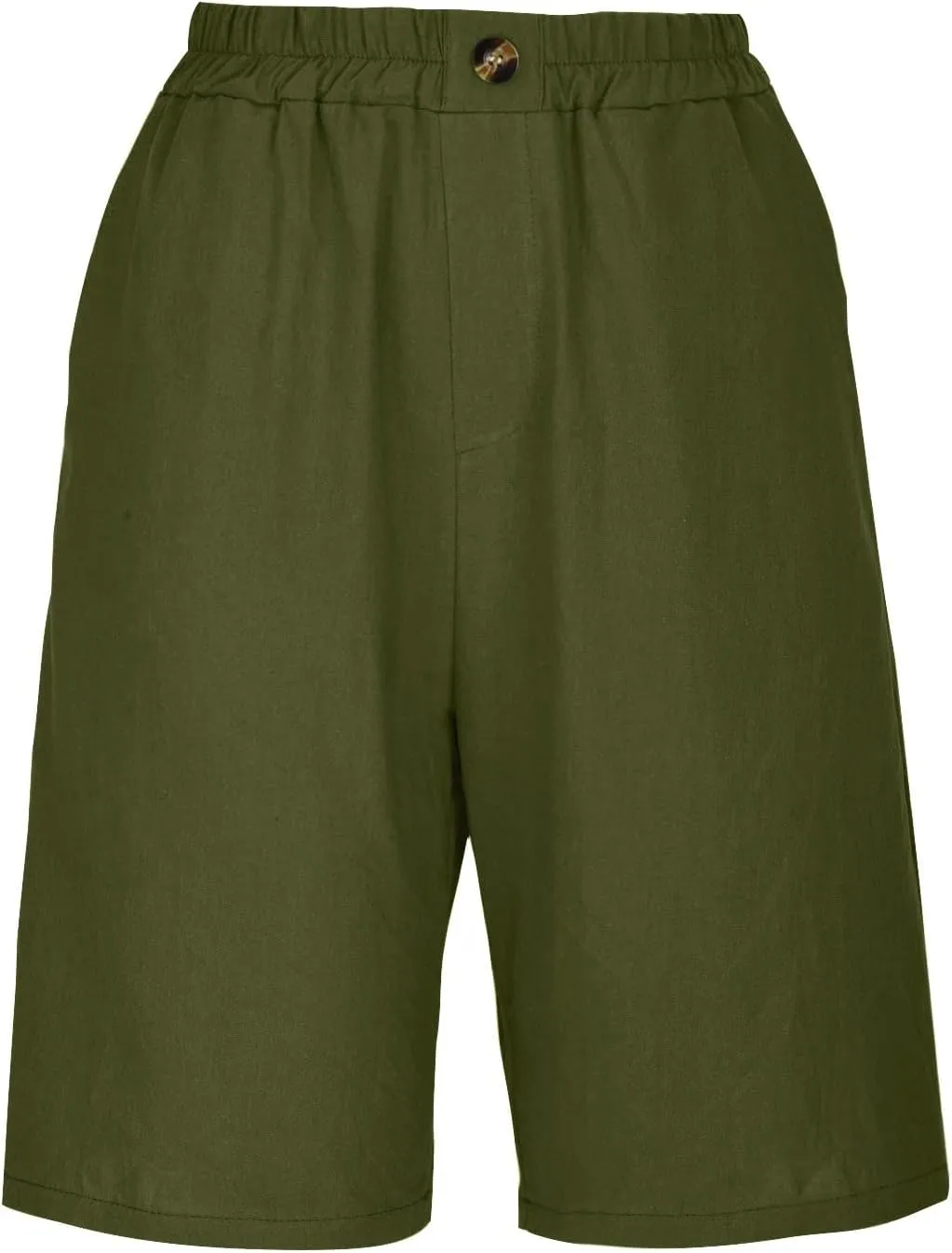 Linen Shorts for Women High Waisted Bermuda Shorts Elastic Waist Summer Pants Wide Leg Short Pants with Pockets 2025
