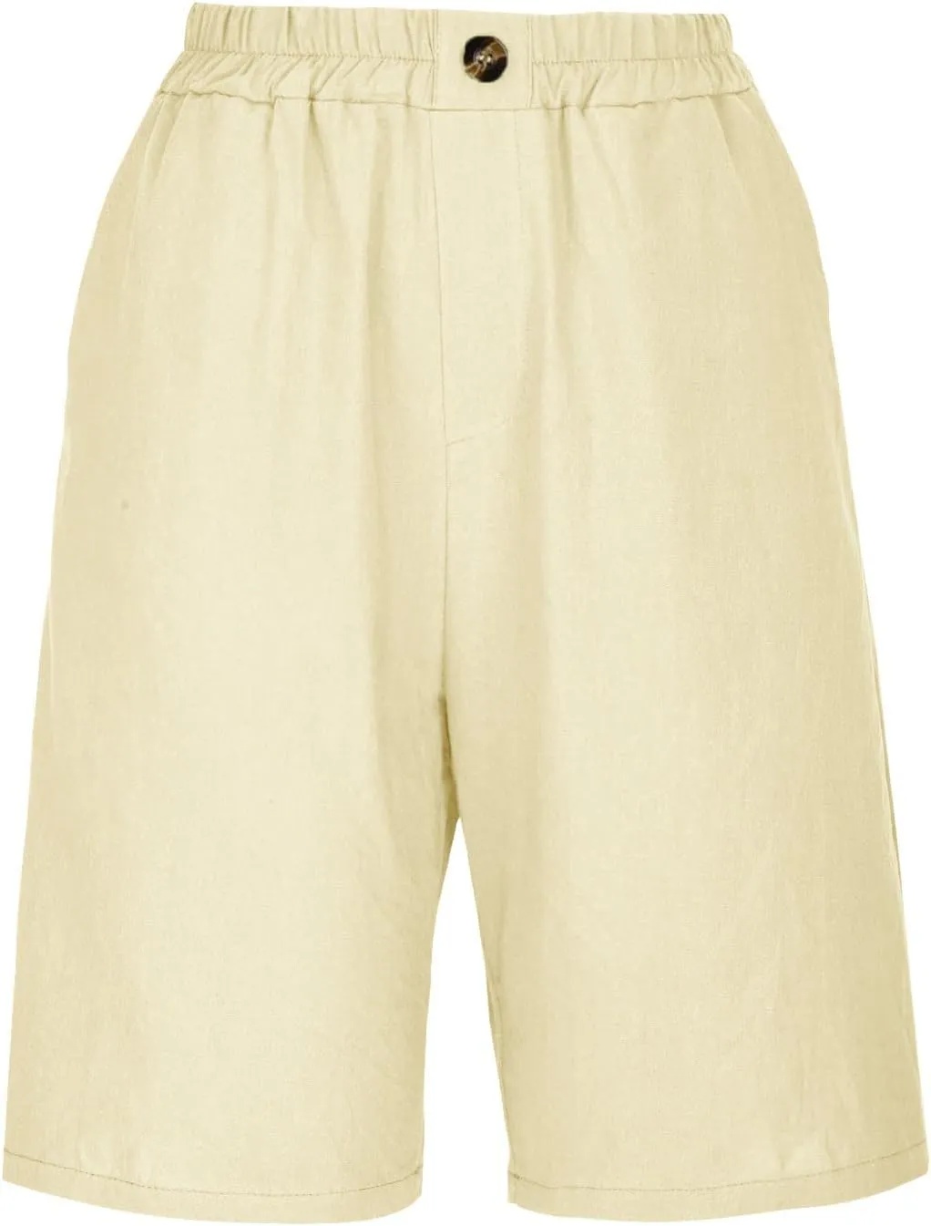 Linen Shorts for Women High Waisted Bermuda Shorts Elastic Waist Summer Pants Wide Leg Short Pants with Pockets 2025
