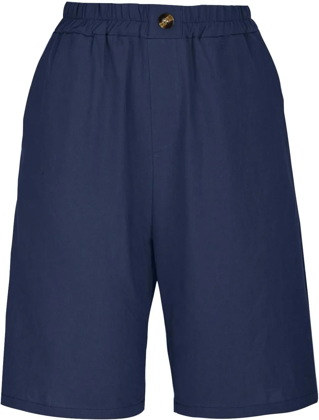 Linen Shorts for Women High Waisted Bermuda Shorts Elastic Waist Summer Pants Wide Leg Short Pants with Pockets 2025