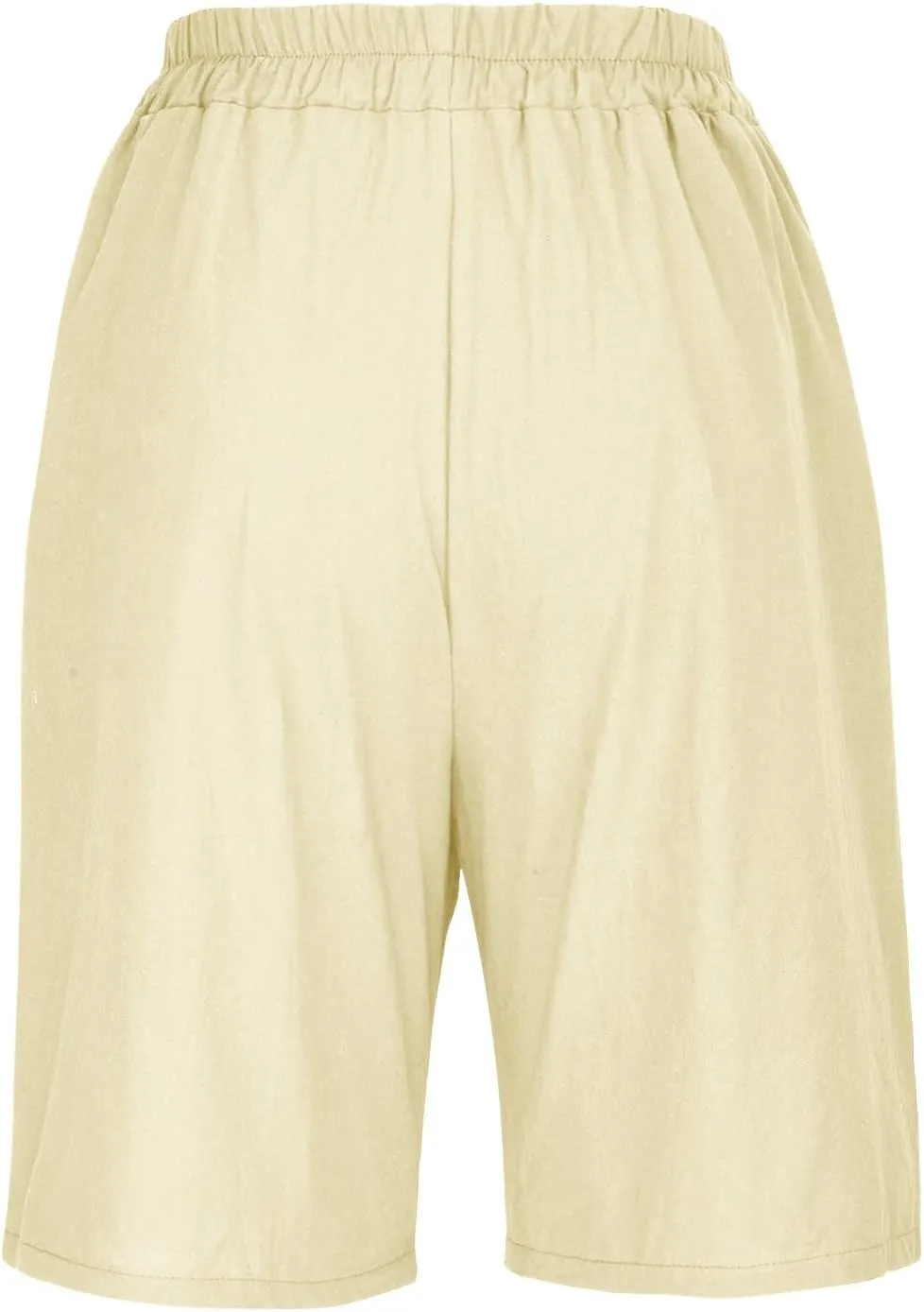 Linen Shorts for Women High Waisted Bermuda Shorts Elastic Waist Summer Pants Wide Leg Short Pants with Pockets 2025