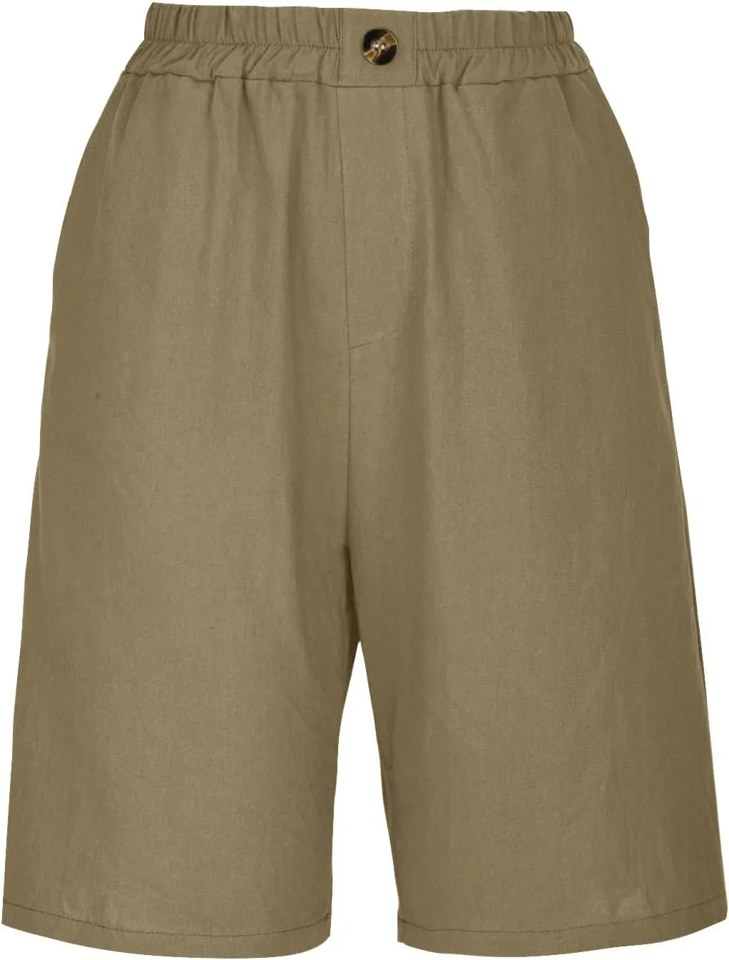 Linen Shorts for Women High Waisted Bermuda Shorts Elastic Waist Summer Pants Wide Leg Short Pants with Pockets 2025