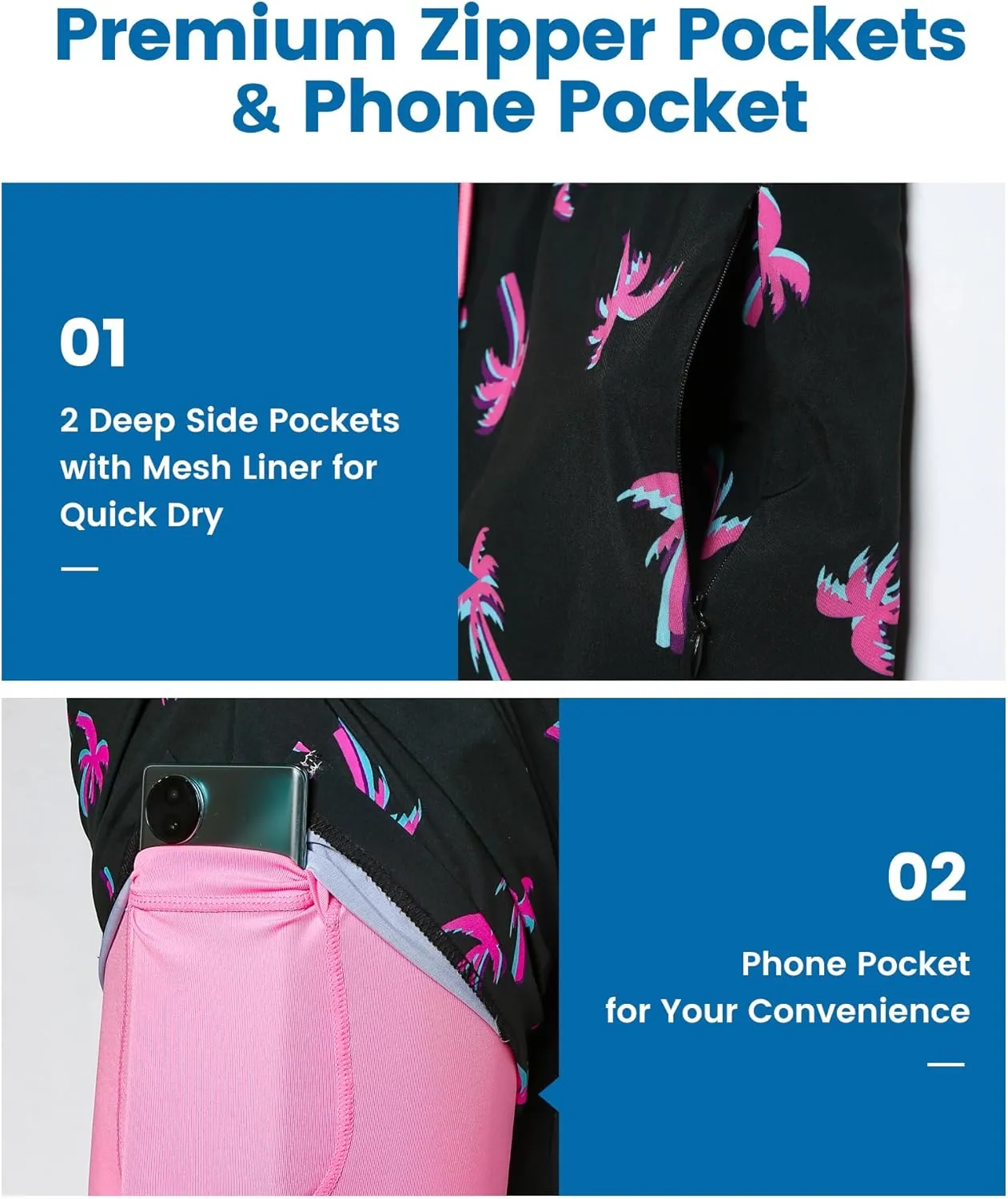 maamgic 2 in 1 Mens Swim Trunks 7 Inch Swim Shorts Swim Suits Board Shorts
