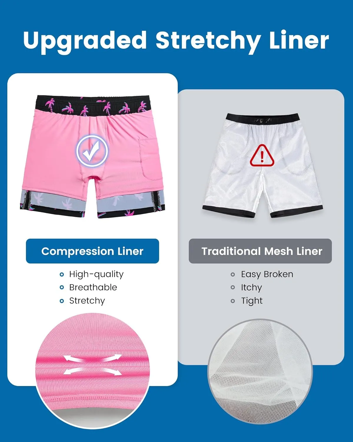 maamgic 2 in 1 Mens Swim Trunks 7 Inch Swim Shorts Swim Suits Board Shorts
