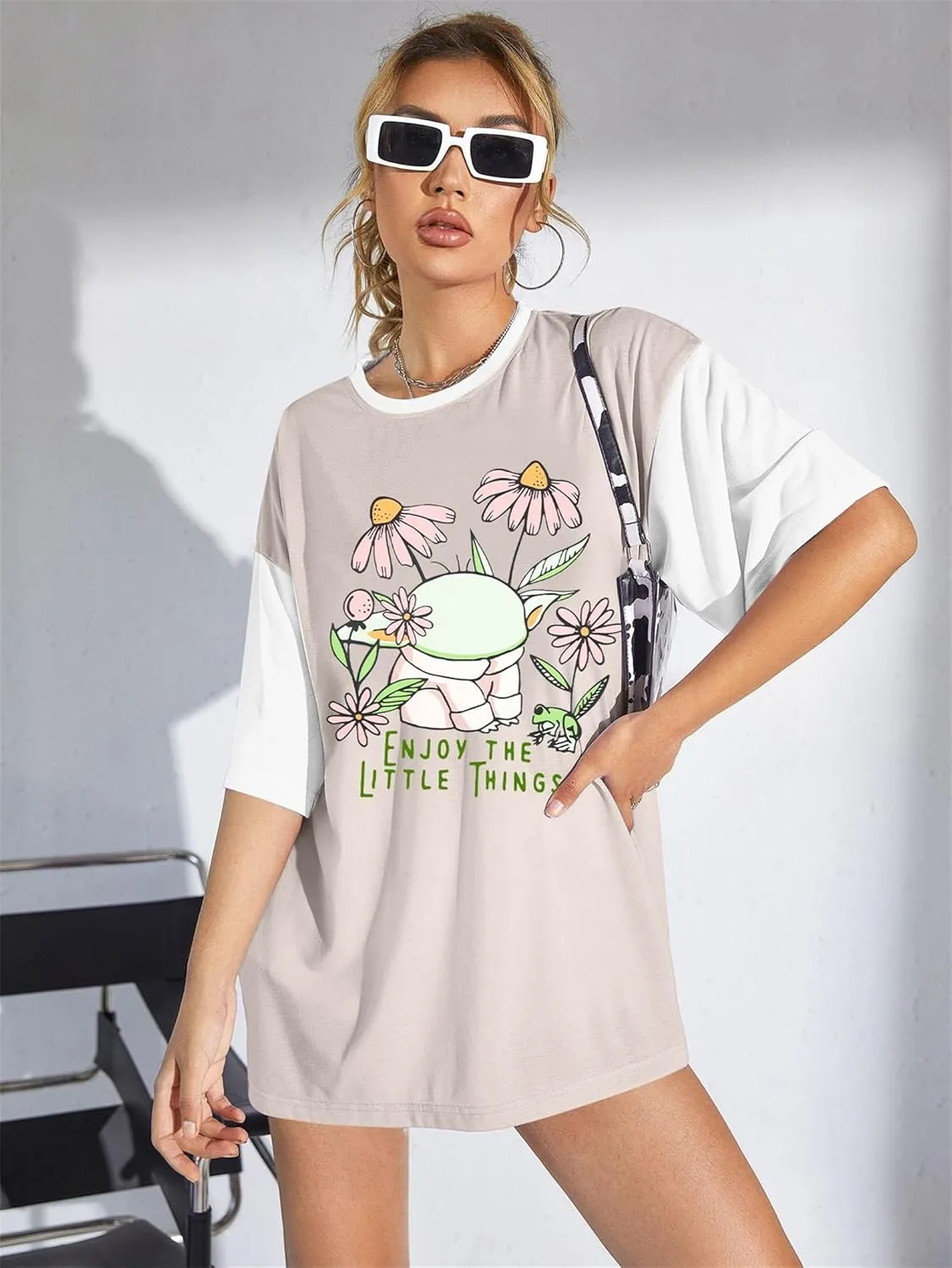 Magical Planet Shirt Women Flowers Floral Graphic Print Tshirt Magic Science Fiction Tees Casual Short Sleeve