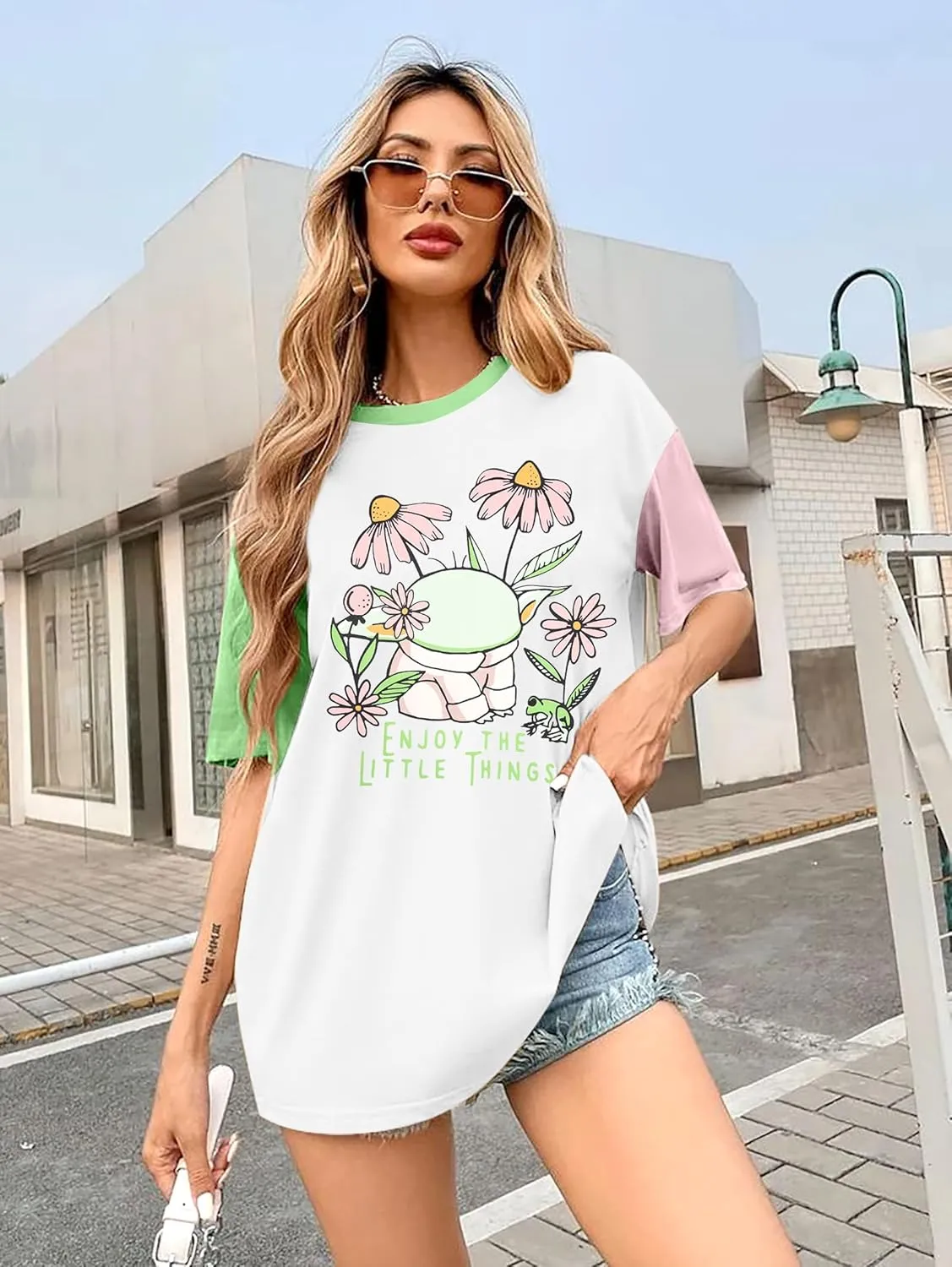 Magical Planet Shirt Women Flowers Floral Graphic Print Tshirt Magic Science Fiction Tees Casual Short Sleeve
