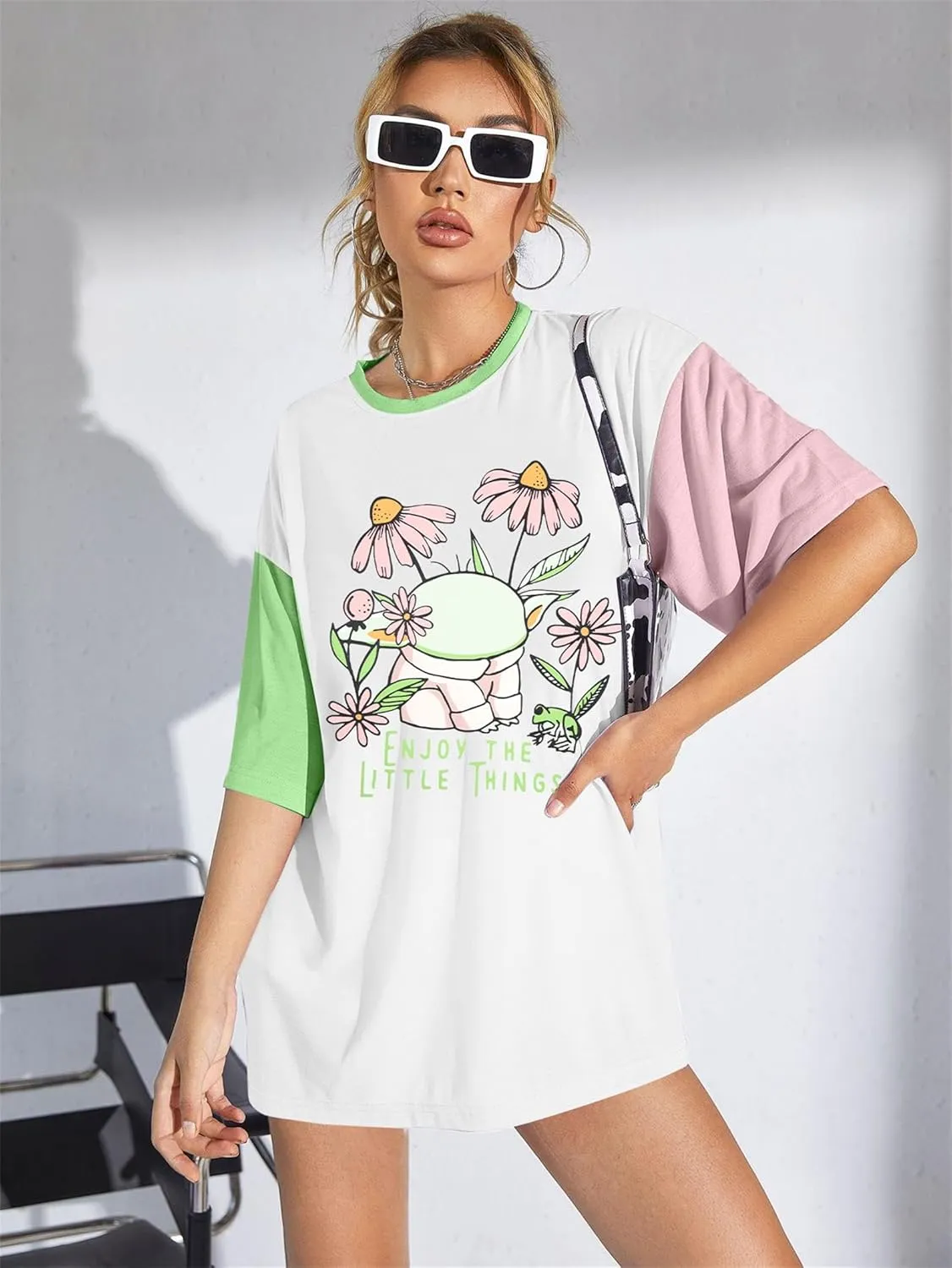 Magical Planet Shirt Women Flowers Floral Graphic Print Tshirt Magic Science Fiction Tees Casual Short Sleeve