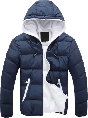 Maiyifu-GJ Men Hooded Winter Down Jackets Coat Thicken Padded Parka Warm Outerwear Lightweight Waterproof Hiking Coat