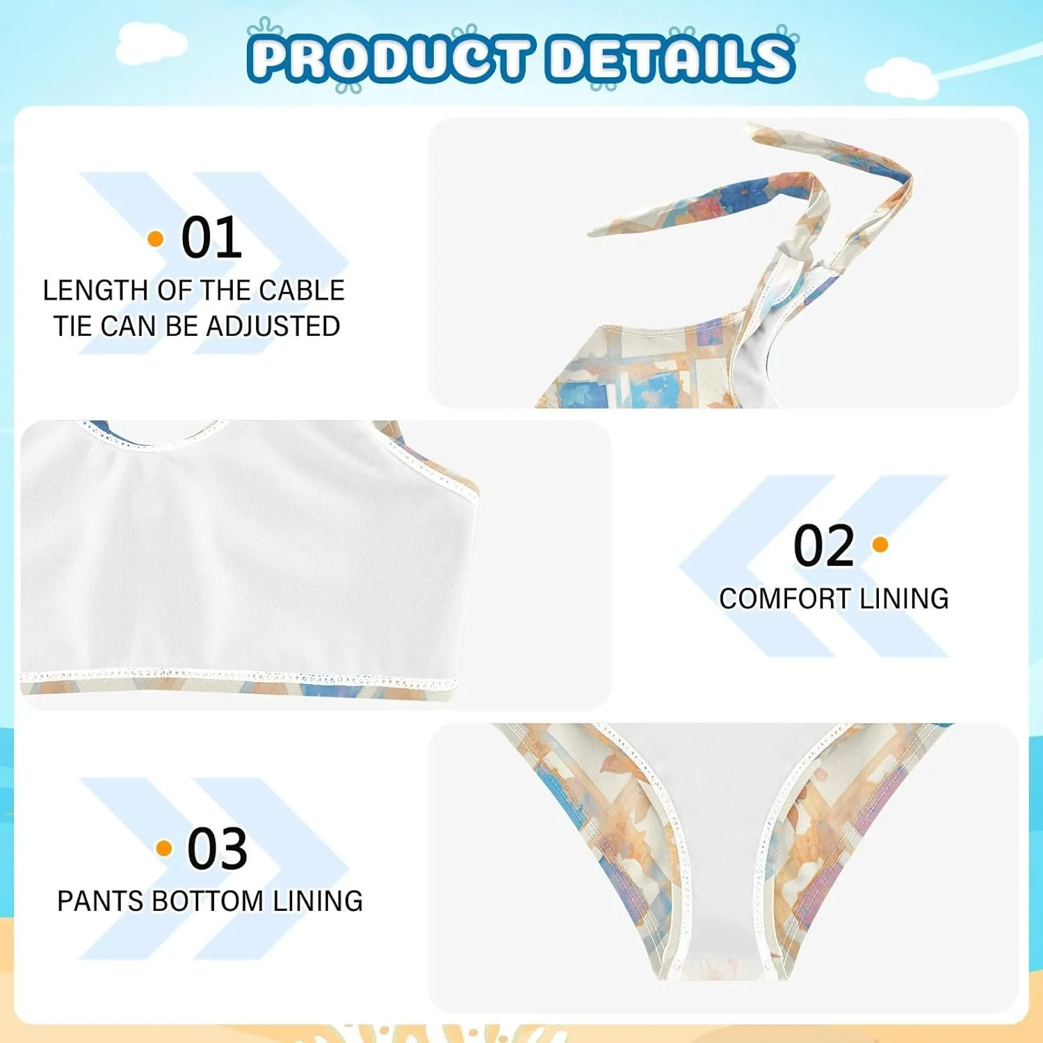 Mandala Lattice Girls 2 Piecing Kids Bikini Set Beach Swimsuit Swimming Suits Adjustable Shoulder Strap