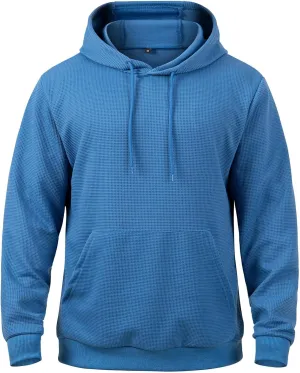 MANSDOUR Men's Hoodie Casual Long Sleeve Waffle Knit Drawstring Hoodies Pullover Sweatshirts With Pocket