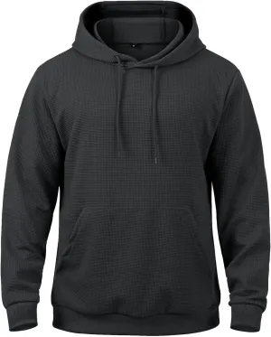 MANSDOUR Men's Hoodie Casual Long Sleeve Waffle Knit Drawstring Hoodies Pullover Sweatshirts With Pocket