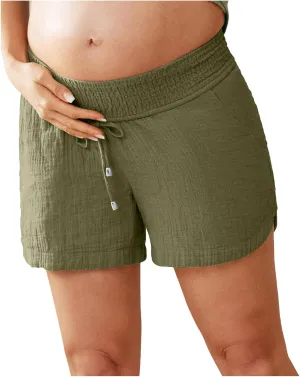 Maternity Shorts for Women Summer Comfy Over Belly Pregnancy Shorts Asymmetrical Hem Baggy Breathable Sleep Short Sky Blue L