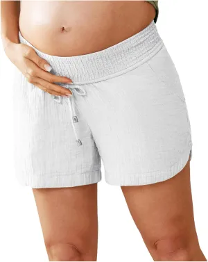 Maternity Shorts for Women Summer Comfy Over Belly Pregnancy Shorts Asymmetrical Hem Baggy Breathable Sleep Short Sky Blue L