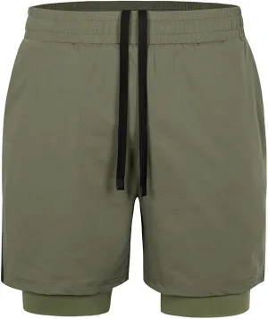 Men's 2 in 1 Running Shorts Summer Quick Dry Athletic Gym Workout Lightweight Casual Outdoor Trunks Activewear