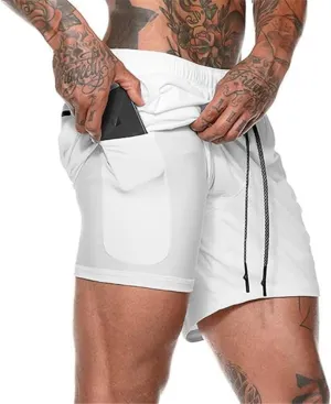 Men’s 2 in 1 Running Shorts, Workout Gym Athletic Shorts for Men Quick Dry Lightweight Training Shorts with Pockets