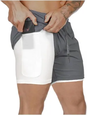 Men’s 2 in 1 Running Shorts, Workout Gym Athletic Shorts for Men Quick Dry Lightweight Training Shorts with Pockets