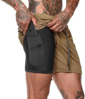 Men’s 2 in 1 Running Shorts, Workout Gym Athletic Shorts for Men Quick Dry Lightweight Training Shorts with Pockets