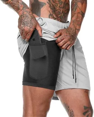 Men’s 2 in 1 Running Shorts, Workout Gym Athletic Shorts for Men Quick Dry Lightweight Training Shorts with Pockets