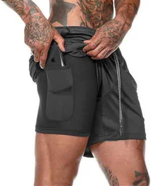 Men’s 2 in 1 Running Shorts, Workout Gym Athletic Shorts for Men Quick Dry Lightweight Training Shorts with Pockets