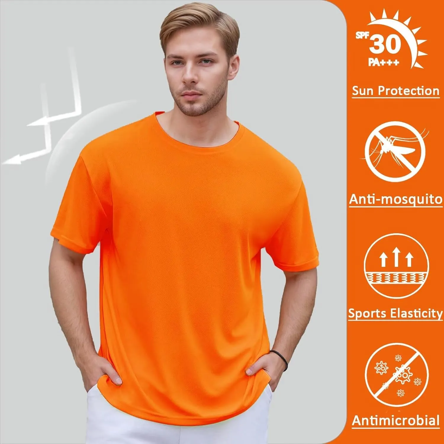 Men's Athletic Crew Neck Quick Dry T Shirts Active Moisture Wicking Gym Workout Short Sleeve Tee Shirt