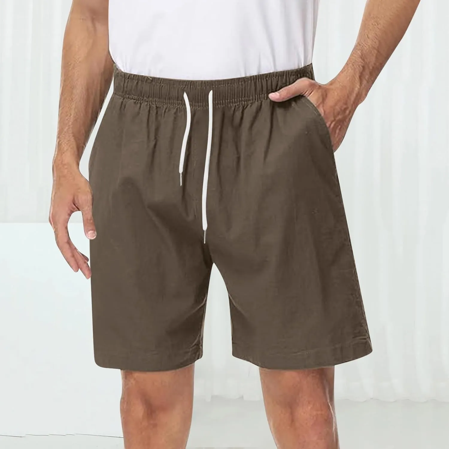 Mens Athletic Workout Shorts 5.5" Cotton Elastic Waist Joggers Casual Shorts Sports Sweat Shorts Men's Drawstring Walk Shorts