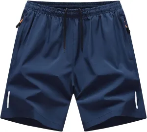 Mens Athletic Workout Shorts with Zipper Pockets Quick Dry Basketball Running Lightweight Breathable Shorts Plus Size