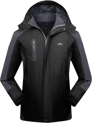 Men's Bomber Fleece Jacket Hooded Waterproof Thermal Windproof Jackets Sherpa Zip Up Winter Hiking Travel Coat