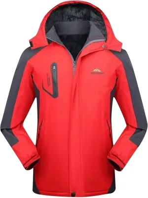 Men's Bomber Fleece Jacket Hooded Waterproof Thermal Windproof Jackets Sherpa Zip Up Winter Hiking Travel Coat