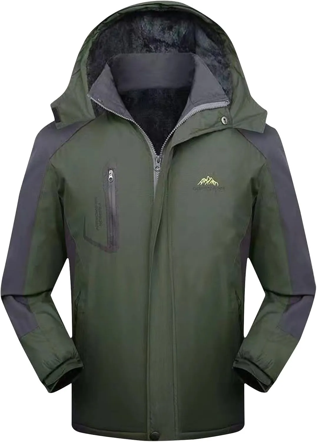 Men's Bomber Fleece Jacket Hooded Waterproof Thermal Windproof Jackets Sherpa Zip Up Winter Hiking Travel Coat