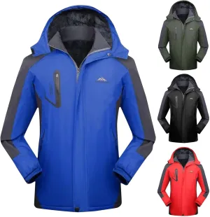 Men's Bomber Fleece Jacket Hooded Waterproof Thermal Windproof Jackets Sherpa Zip Up Winter Hiking Travel Coat