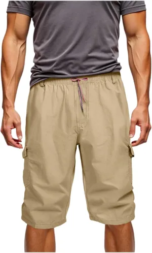 Mens Cargo Shorts Quick Dry with Pockets Plus Size Athletic Running Gym Workout Activewear Outdoor Elastic Trunks