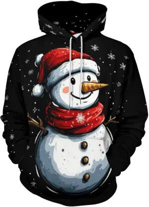Mens Christmas Oversized Pullover Hoodies Fashion Western Xmas Graphic Long Sleeve Sweatshirt with Kangaroo Pocket