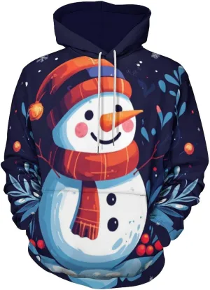 Mens Christmas Oversized Pullover Hoodies Fashion Western Xmas Graphic Long Sleeve Sweatshirt with Kangaroo Pocket