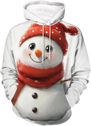 Mens Christmas Oversized Pullover Hoodies Fashion Western Xmas Graphic Long Sleeve Sweatshirt with Kangaroo Pocket
