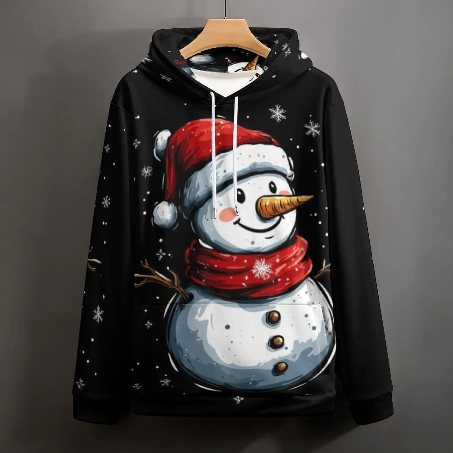 Mens Christmas Oversized Pullover Hoodies Fashion Western Xmas Graphic Long Sleeve Sweatshirt with Kangaroo Pocket