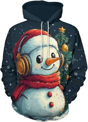 Mens Christmas Oversized Pullover Hoodies Fashion Western Xmas Graphic Long Sleeve Sweatshirt with Kangaroo Pocket