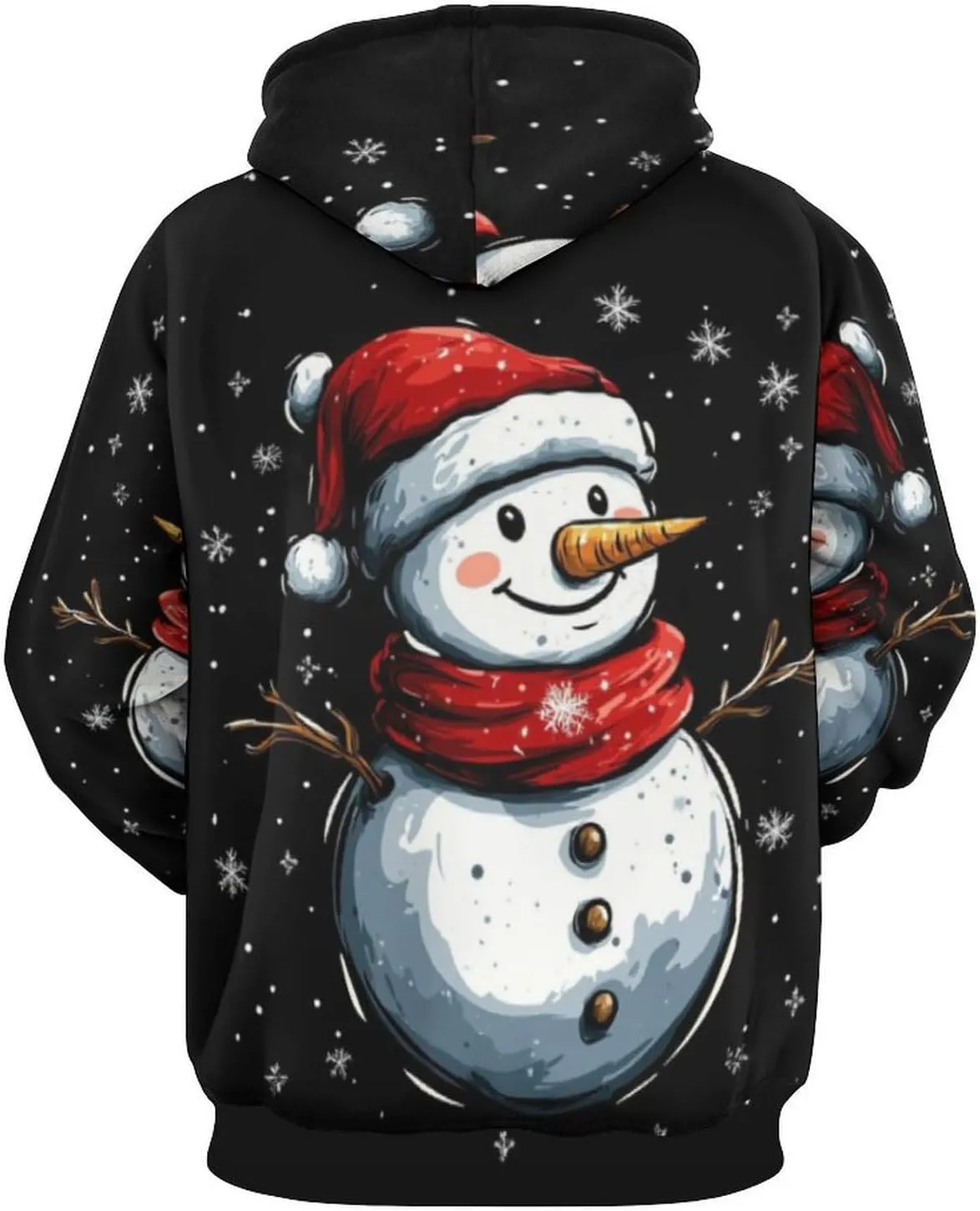 Mens Christmas Oversized Pullover Hoodies Fashion Western Xmas Graphic Long Sleeve Sweatshirt with Kangaroo Pocket