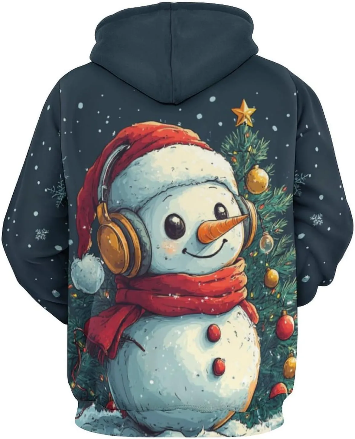 Mens Christmas Oversized Pullover Hoodies Fashion Western Xmas Graphic Long Sleeve Sweatshirt with Kangaroo Pocket