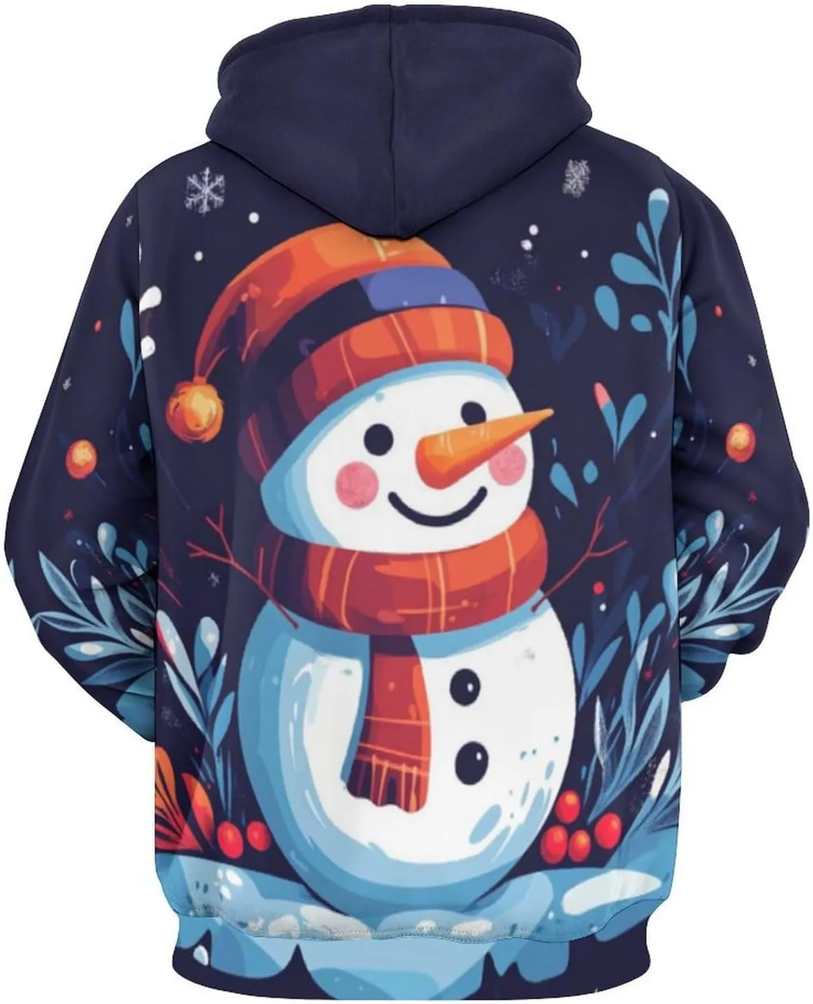 Mens Christmas Oversized Pullover Hoodies Fashion Western Xmas Graphic Long Sleeve Sweatshirt with Kangaroo Pocket