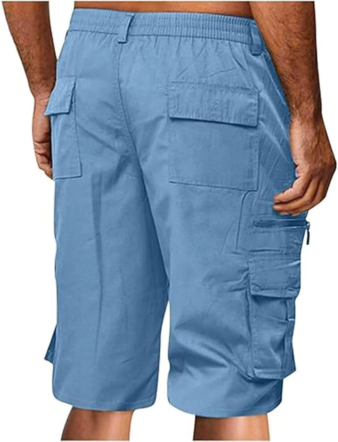 Mens Elastic Waist Cargo Shorts 2024 Summer Casual Bermuda Shorts with Multi Pocket Casual Short Pants Trendy Shorts