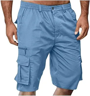 Mens Elastic Waist Cargo Shorts 2024 Summer Casual Bermuda Shorts with Multi Pocket Casual Short Pants Trendy Shorts