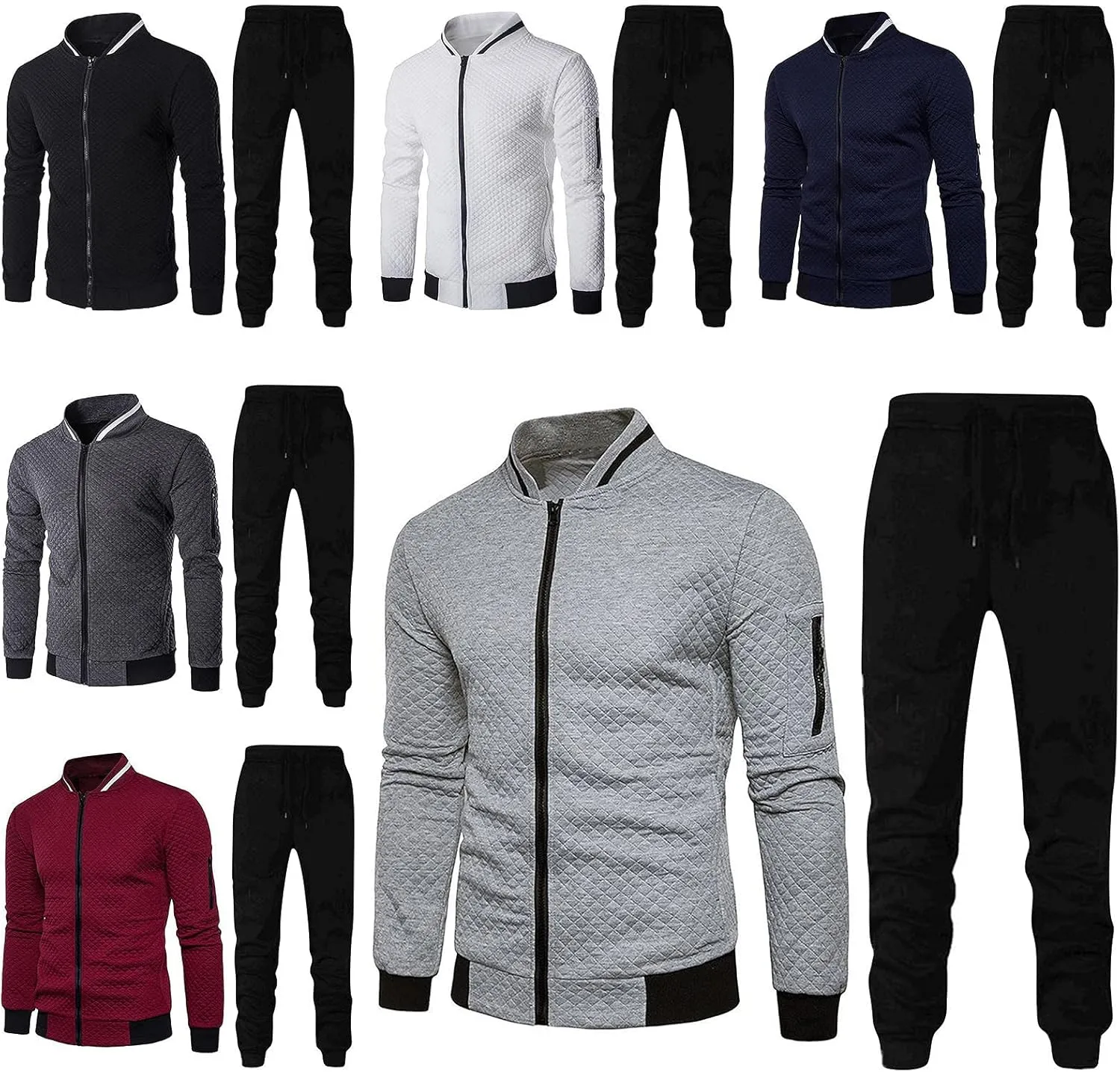 Mens Fashion Sports Outdoor Jacket Plaid Zipper Stand Collar Cardigan with Pockets Men's Gifts for Men Who Want