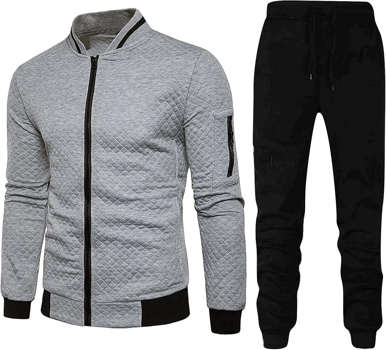 Mens Fashion Sports Outdoor Jacket Plaid Zipper Stand Collar Cardigan with Pockets Men's Gifts for Men Who Want