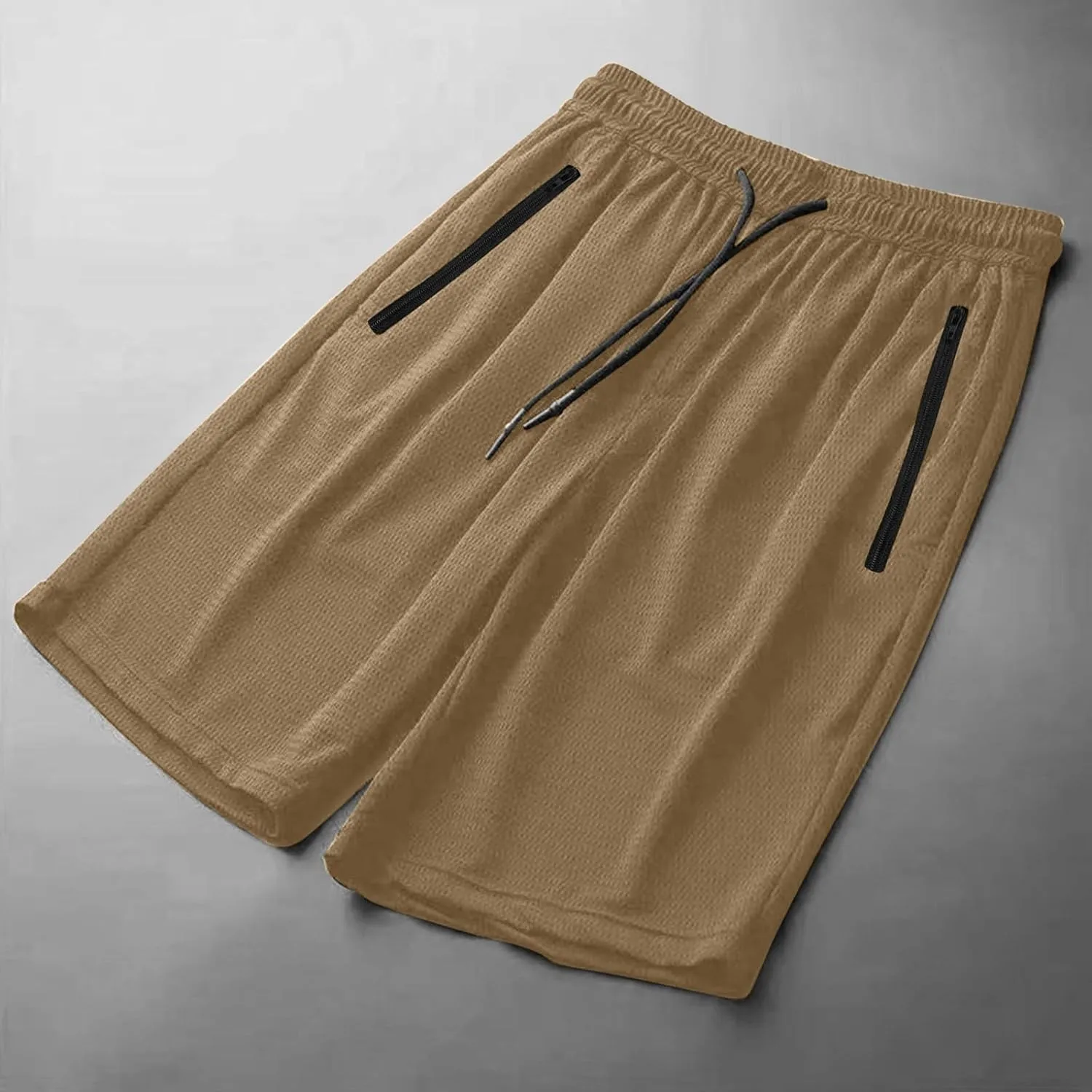 Mens Gym Shorts Mesh Breathable Quick-Dry Basketball Shorts Lightweight Running Sport Half Pants with Zipper Pockets