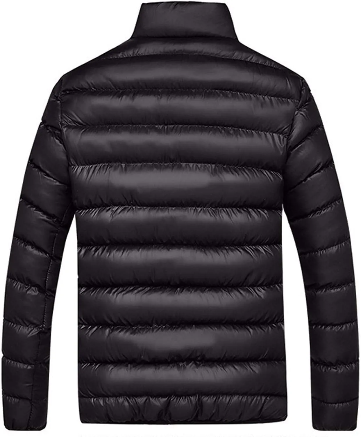 Mens Lightweight Down Puffer Jacket Packable Winter Warm Coat Slim Fit Quilted Jacket Stand Collar Long Sleeve Coats